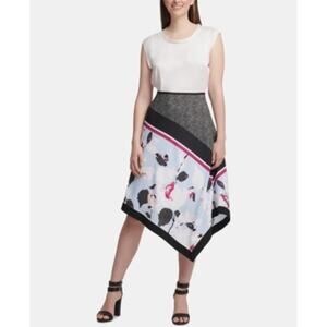 DKNY Floral Asymmetrical Midi Skirt Womens 12